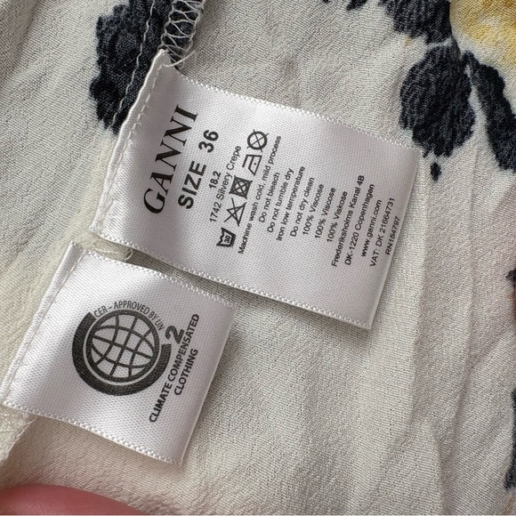 Ganni yellow rose button down viscose size 36 - Picture 7 of 8